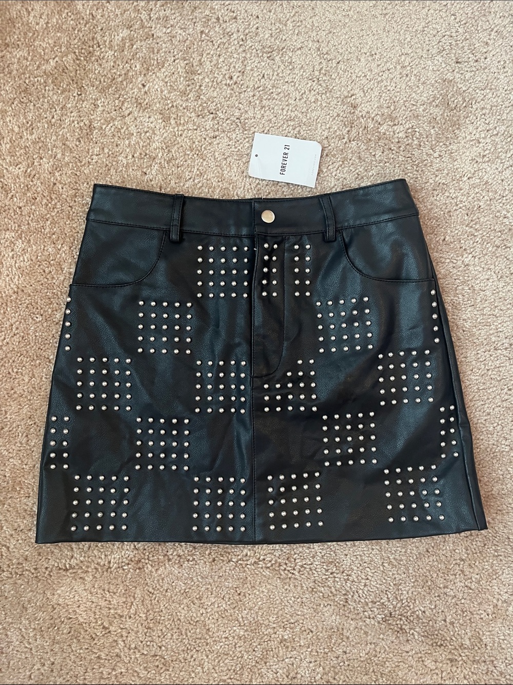NWT Forever 21 Faux Leather Studded Mini Skirt